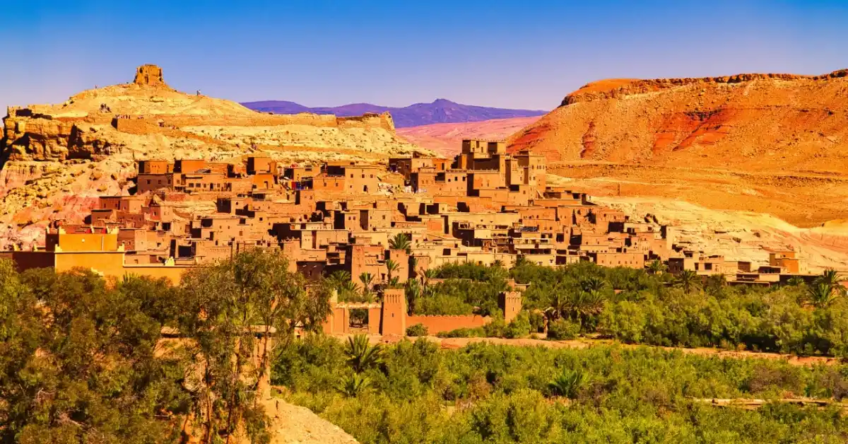 Historic fortified ksar of Aït Benhaddou stands proudly in Morocco on a 5 Days Tour from Marrakech to Merzouga.