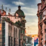 Casablanca narrow alley with ornate architecture