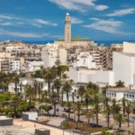 Casablanca city aerial view with mosque