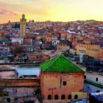 Fez medina aerial view at sunset