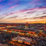 Jemaa el-Fna square Marrakech at sunset