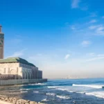 Hassan II Mosque beside the ocean